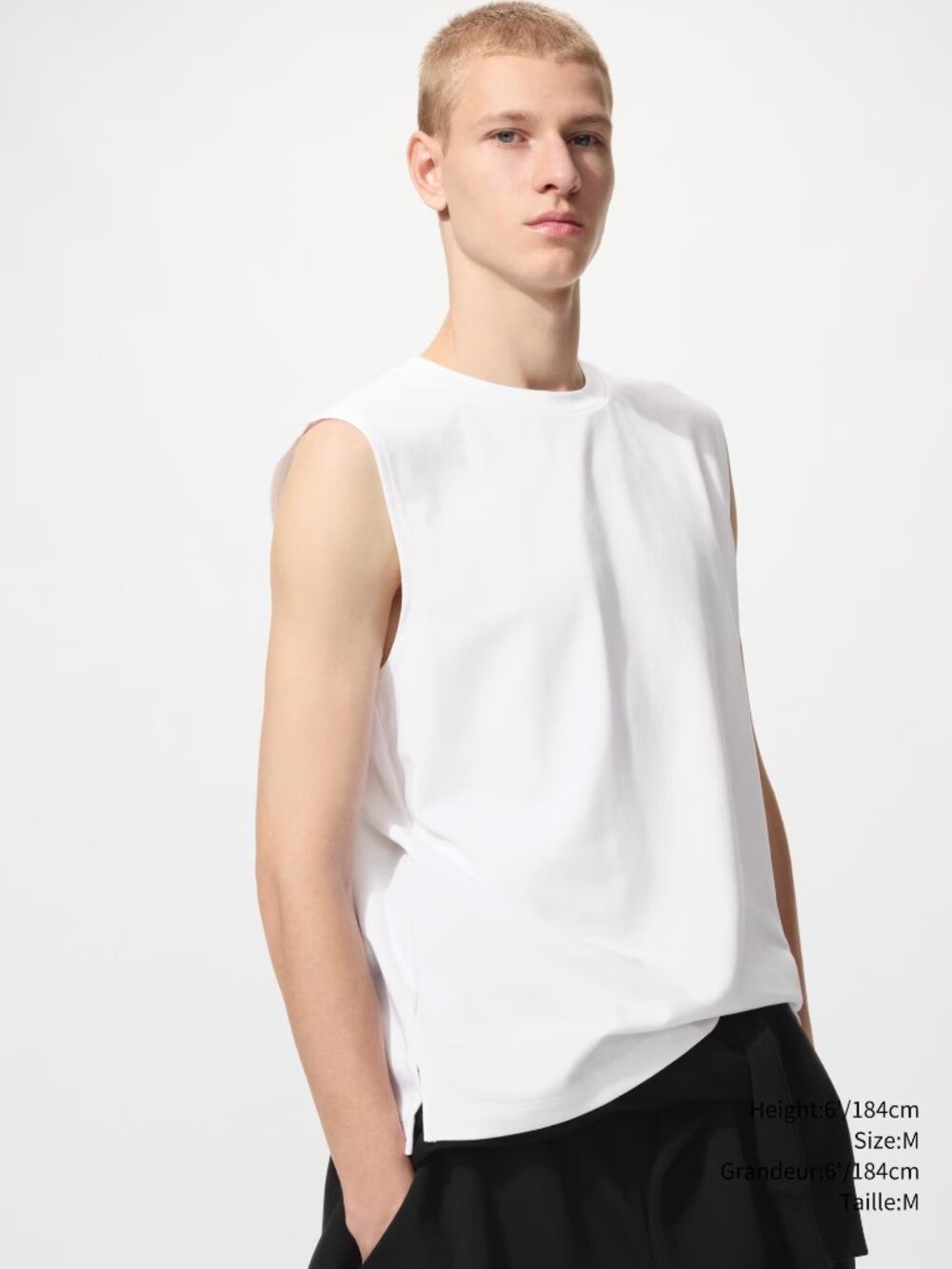 Uniqlo AIRism Cotton Sleeveless T-Shirt Tank Top - White, Men's Medium